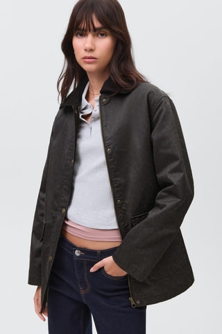 Parka effet ciré léopard - Marron