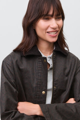 Parka effet ciré léopard - Marron