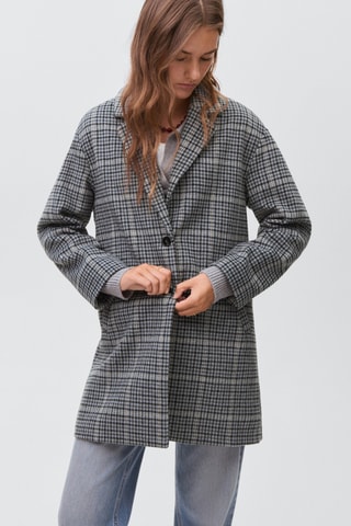 Manteau long à carreaux - Bleu