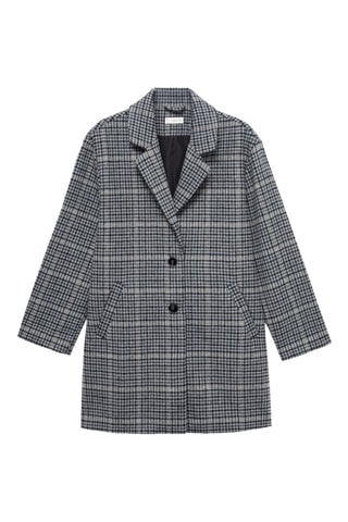 Manteau long à carreaux - Bleu