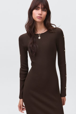 Robe longue boutonnée - Marron