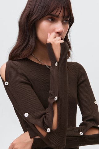 Robe longue boutonnée - Marron