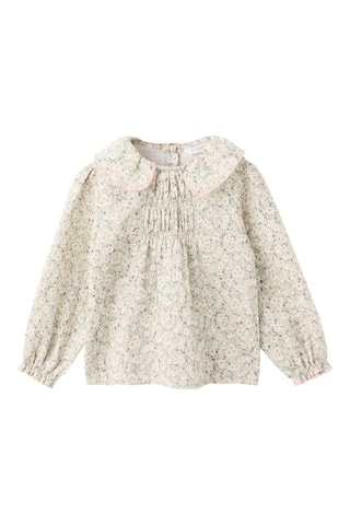 Blouse en coton à fleurs - Vert clair