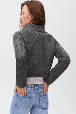 Cardigan maille fermeture éclair - Gris foncé