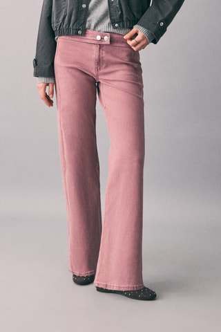 Jean taille basse coupe droite - Rose