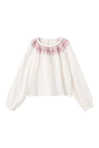 Blouse brodée en coton - Écru