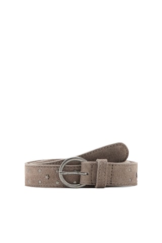 Ceinture cuir rivets - Gris