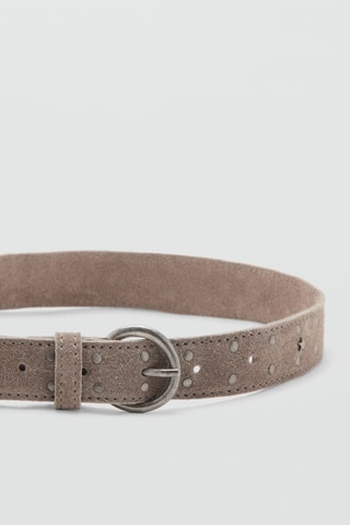 Ceinture cuir rivets - Gris