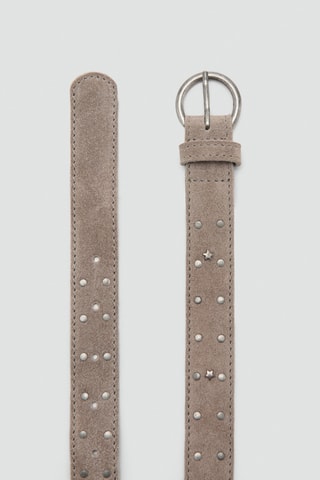 Ceinture cuir rivets - Gris