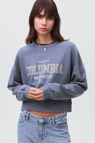Sweat-shirt coton imprimé - Bleu marine