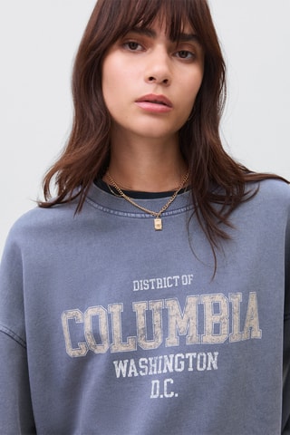 Sweat-shirt coton imprimé - Bleu marine