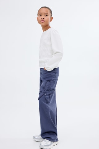 T-shirt froncé manches longues - Blanc
