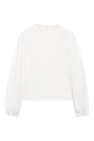 T-shirt froncé manches longues - Blanc