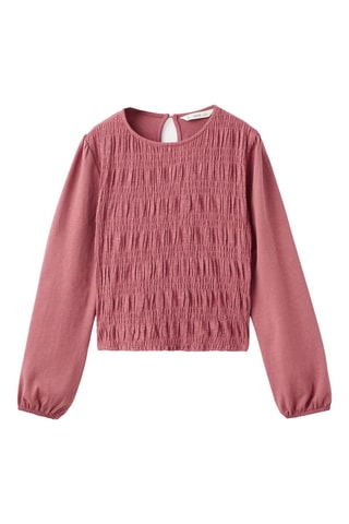 T-shirt froncé manches longues - Rouge