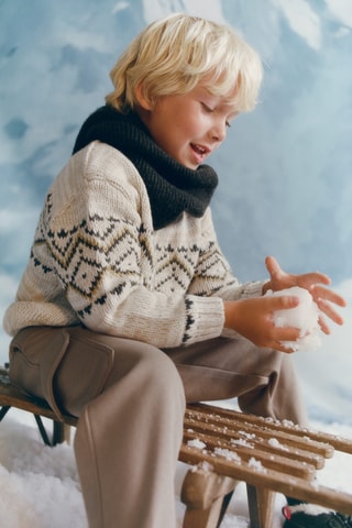 Pull-over maille jacquard - Beige