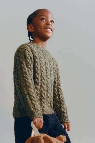 Pull-over maille tressée - Vert