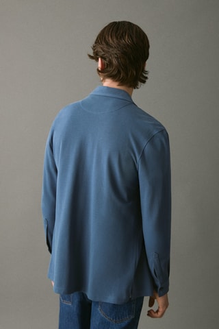 Chemise polo en coton - Bleu marine