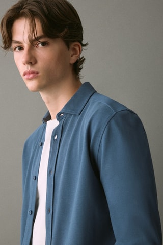 Chemise polo en coton - Bleu marine