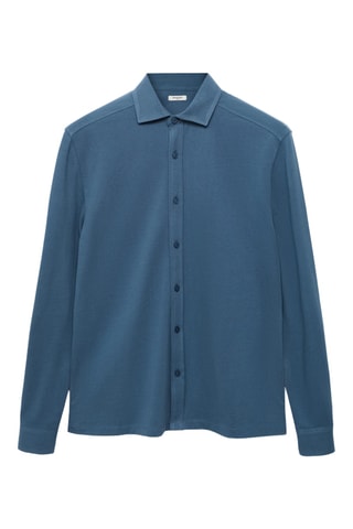 Chemise polo en coton - Bleu marine