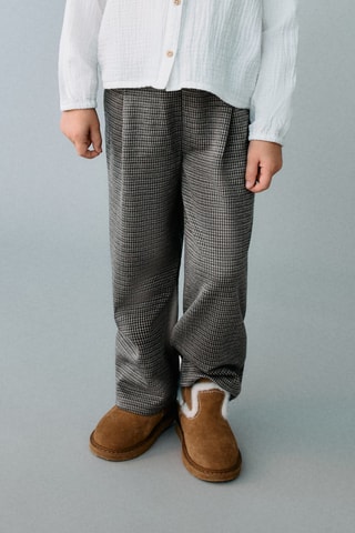 Pantalon droit pied-de-poule - Marron