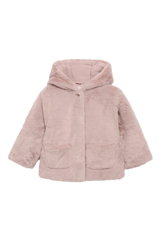 Manteau imitation fourrure à capuche - Rose