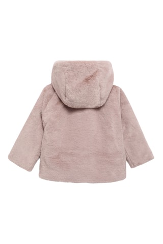 Manteau imitation fourrure à capuche - Rose