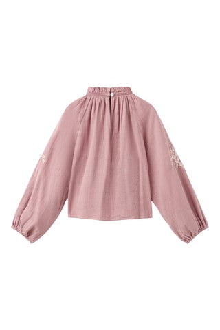 Blouse en coton broderie florale - Rose