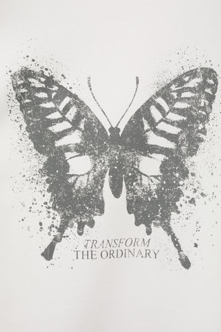 Sweat imprimé papillon - Blanc