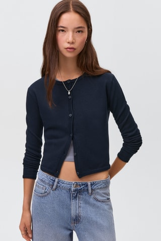Cardigan maille boutons - Bleu marine