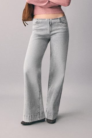 Jean taille basse à clous - Gris