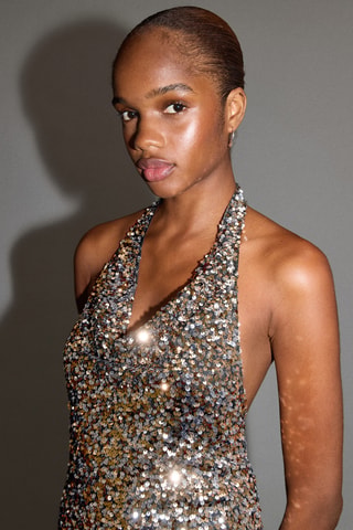 Robe sequins dos nu - Doré