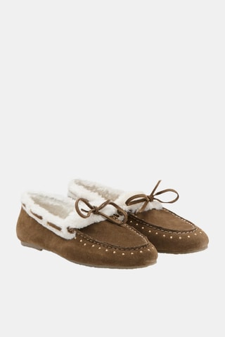 Mocassin en cuir de mouton avec clous - Camel