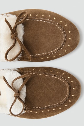 Mocassin en cuir de mouton avec clous - Camel