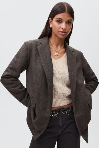 Blazer à chevron en laine - Gris