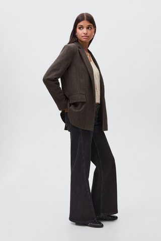 Blazer à chevron en laine - Gris