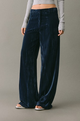 Pantalon droit en velours - Bleu marine