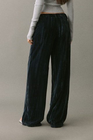Pantalon droit en velours - Bleu marine