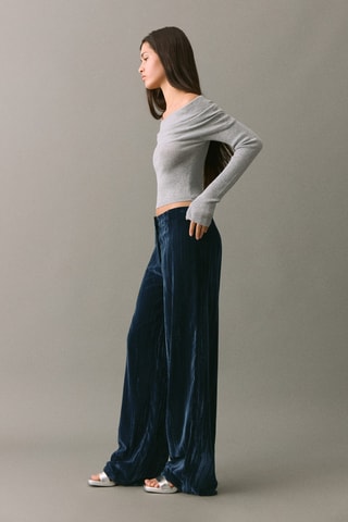 Pantalon droit en velours - Bleu marine