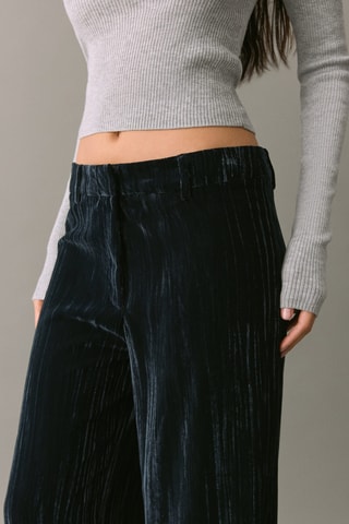 Pantalon droit en velours - Bleu marine