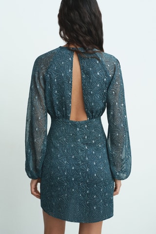 Robe imprimée cut-out lurex - Bleu