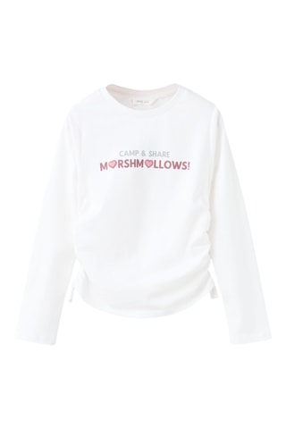 T-shirt froncé imprimé - Blanc