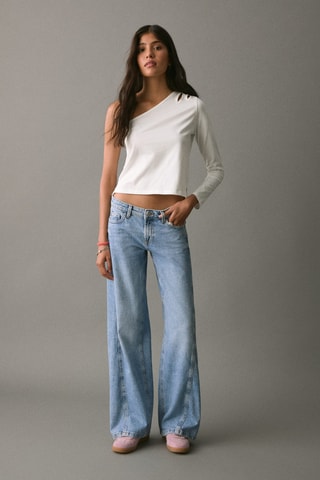 T-shirt coton asymétrique - Blanc