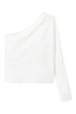 T-shirt coton asymétrique - Blanc