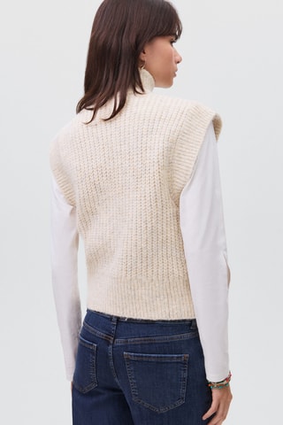 Gilet maille col montant - Beige