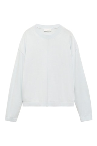 Pull-over en coton coutures décoratives - Bleu