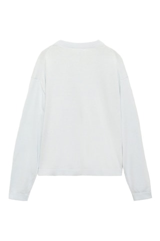 Pull-over en coton coutures décoratives - Bleu