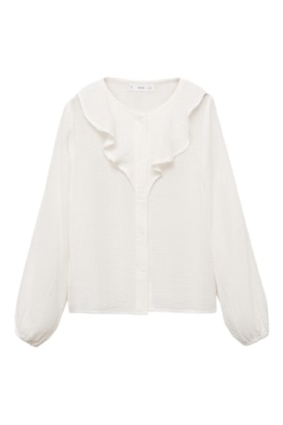 Chemise plissée volants - Blanc