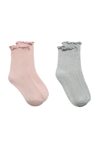 Pack 2 paires de chaussettes combinées - Rose clair