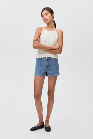 Short en jean droit - Bleu