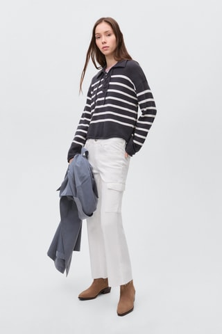Jean crop flare cargo - Blanc